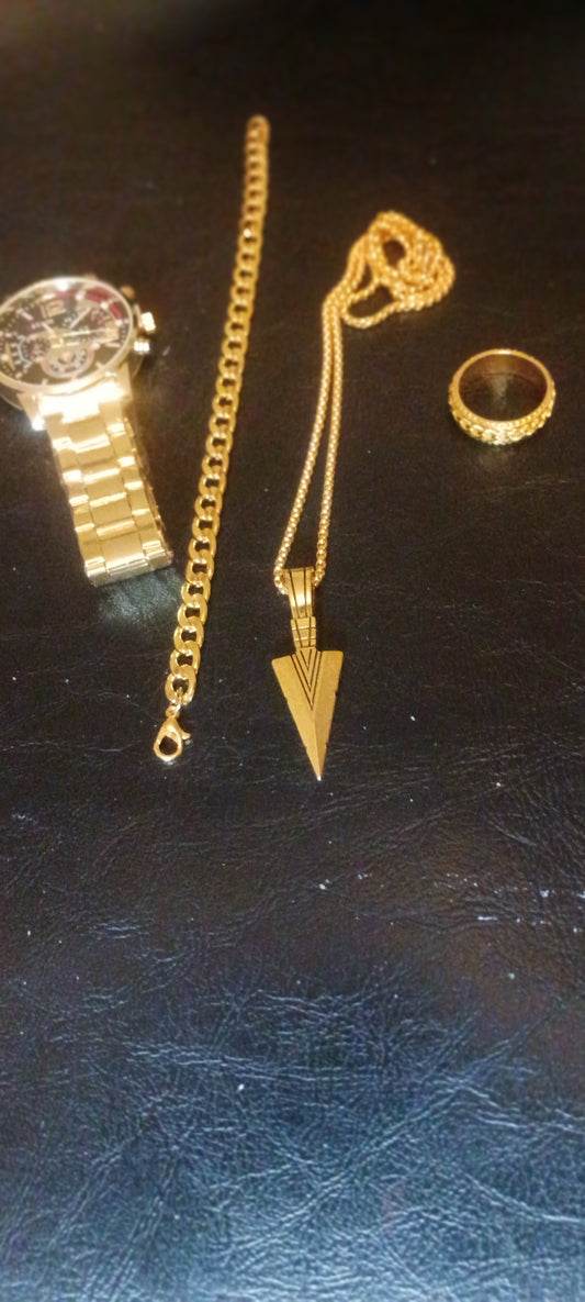 Gold plated Necklace, Gold plated Arrowhead Pendant , Gold plated Ring , Bracelets