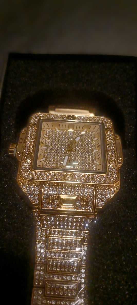 Gold plated Icedout  watch