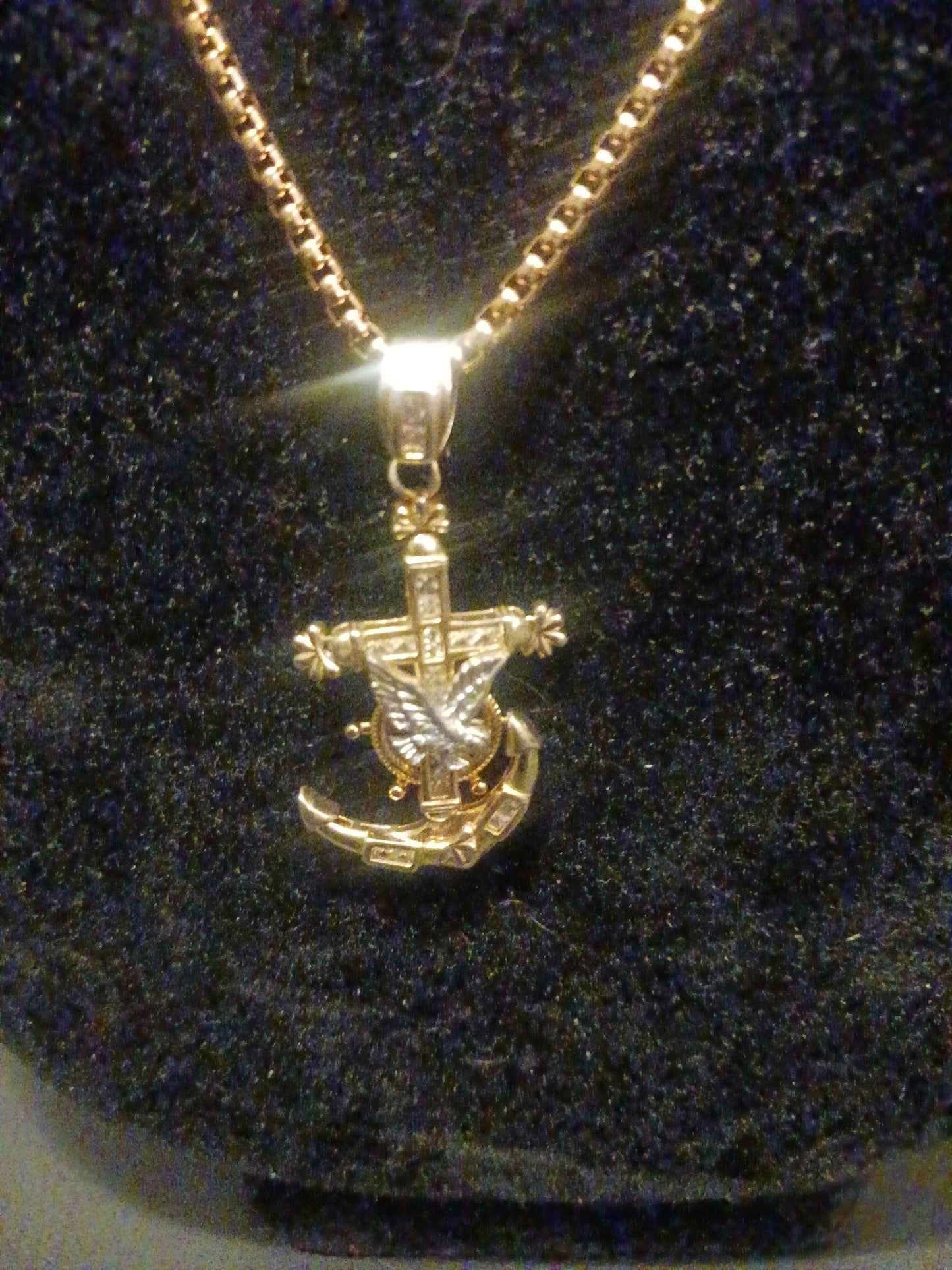 Gold-plated herringbone necklace gold-plated necklace with anchor pendant