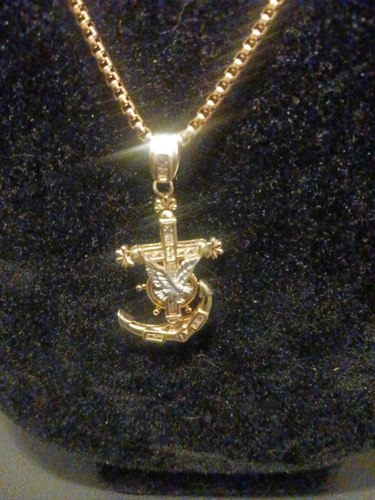 Gold-plated herringbone necklace gold-plated necklace with anchor pendant