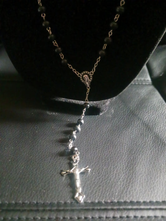 Black rosary necklace
