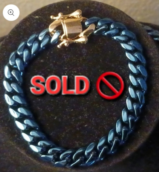 Blue Stainless Steel Bracelet Gold Accent Clasp With Blue SOLD